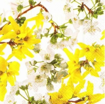 s9z10583 - With Forsythia - Servietten - Packung - 20 Stück