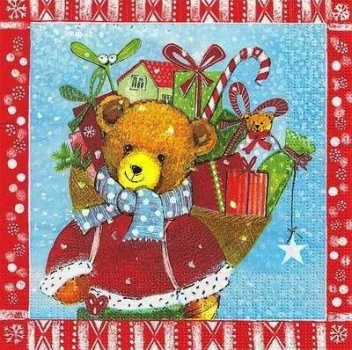 s9z10634 - Christmas Teddy - Servietten - Packung - 20 Stück.