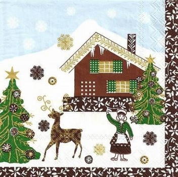 s9z10678 - Holiday Lodge - brown -  Servietten - Packung 20 Stück