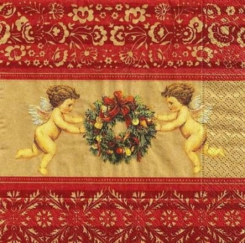s9z10759 - Retro Angels - dark red - Servietten - Packung - 20 Stück.