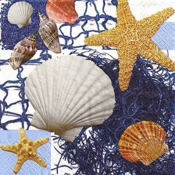 s9z10789 - Starfish and Shells - Servietten - Packung - 20 Stück