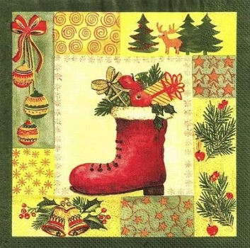 s9z10830 - Christmas- Boots - Servietten - Packung - 40 Stück.