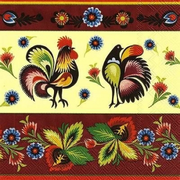 s9z10976 - Hahn und Henne - red - Napkins - Package - 20 pcs.