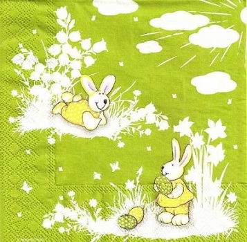 s9z11002 - Happy Bunnies - green - Servietten - Packung - 20 Stück