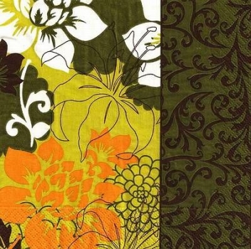 s9z11089 - Blumen-Ornamente - Servietten - Packung - 20 Stück