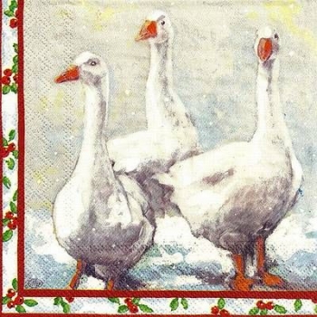 s9z11214 - Christmas Geese - Servietten - Packung - 20 Stück