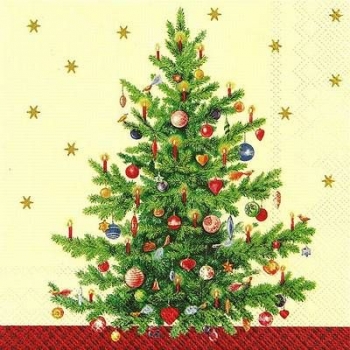 s9z11215 - Trimmed Tree - cream - Servietten - Packung - 20 Stück.