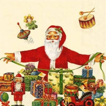 s9z11232 - Santa at Work - cream - Servietten - Packung - 20 Stück.