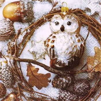 s9z11241 - Owl in Wimter - Napkins - Package - 20 pcs.