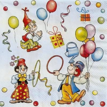 s9z11262 - Clown - blau - Servietten - Packung - 20 Stück