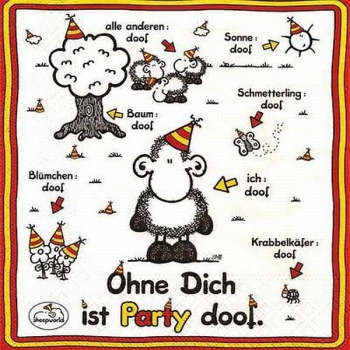 s9z11371 - Sheepworld Ohne Dich - Servietten - Packung - 20 Stück