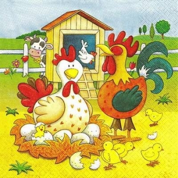 s9z11380 - La Famillle de Poulet - Servietten - Packung - 20 Stück