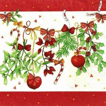 s9z11393 - Weihnachtsgirlande - Servietten - Packung - 40 Stück.