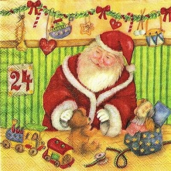 s9z11399 - Weihnachtsmann mit Spielsachen - Servietten - Packung - 20 Stück