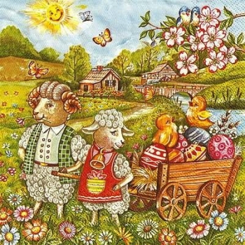 s9z11475 – Osterlämmchen - Servietten - Packung - 20 Stück