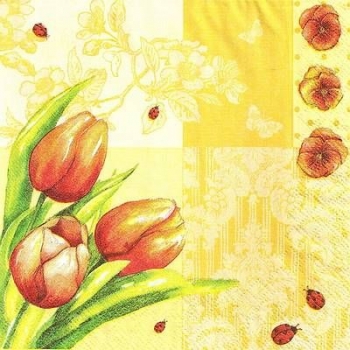 s9z11533 - Tulpen/Stiefmütterchen - Servietten - Packung - 40 Stück