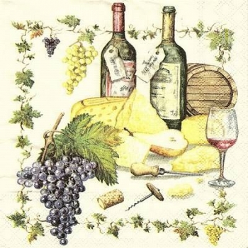 s9z11670 - Wine and Cheese - Servietten - Packung - 20 Stück