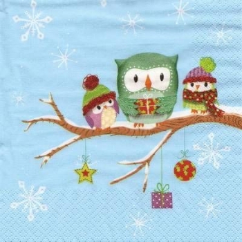 s9z11692 - Owls in Snow - Servietten - Packung - 20 Stück
