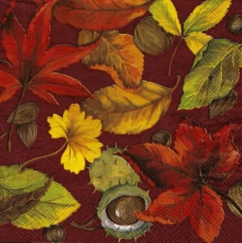s9z11958 – Herbstblätter - rot - Serviette - Stückpreis