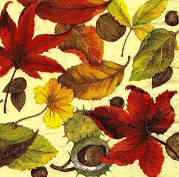 s9z11959 – Herbstblätter - creme - Serviette - Stückpreis
