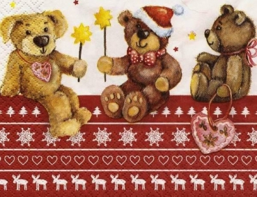 s9z15126 - Weihnachtsteddys - Serviette - Stückpreis