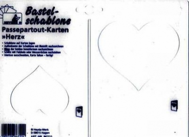 Schablone für Passepartout-Karten – kleines und großes Herz