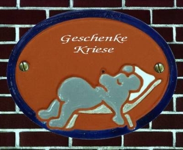 Keramik-Türschild – Schlafmaus – 8,5 x 6,5 cm – terracotta – Handarbeit