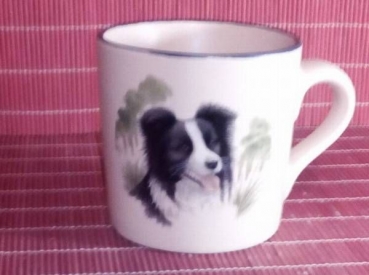 Keramik-Tasse  - Becher mit Wunschname – Motiv: 1 x Hund – Border Collie