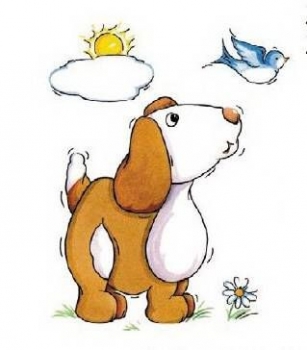 Decal - Hund mit Sonne - 9 cm