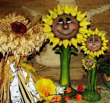 Sonnenblumen im 2er-Set - 45 und 33 cm hoch - Schrühware