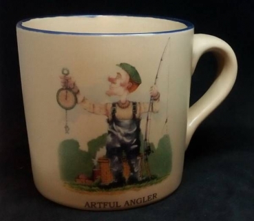 Keramik-Tasse  - Becher mit Wunschtext – Motiv: 1 x Angler