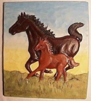 Gießform - Pferd mit Fohlen - 30 x 26,5 cm