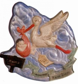 Gießform - Geburtentafel Storch - 28 x 28 cm