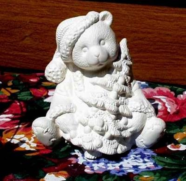 Spardose - Teddy, der Weihnachtsbär – 14 cm hoch - mit Stopfen- Schrühware