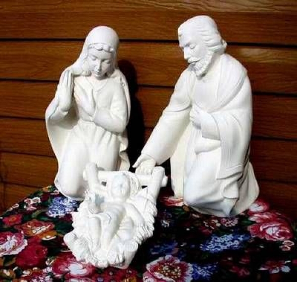 ATLANTIC-Krippe - groß - Heilige Familie – 45, 42 und 25 cm – Schrühware