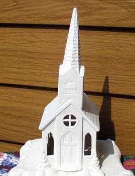 Kirche zum Weihnachtsdorf – 25 cm hoch – Schrühware