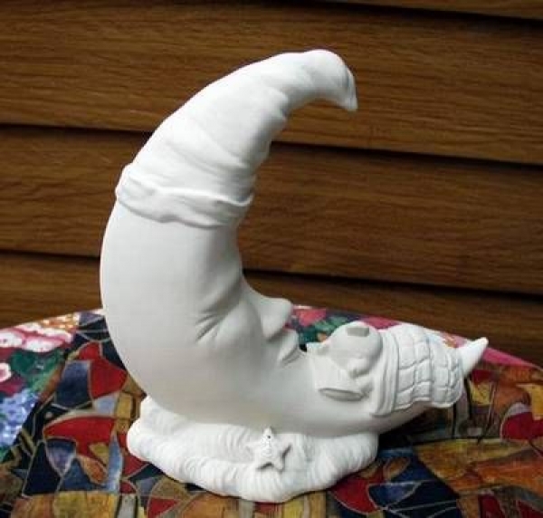 Schlafender Teddy auf Mond – 25 cm hoch - Schrühware