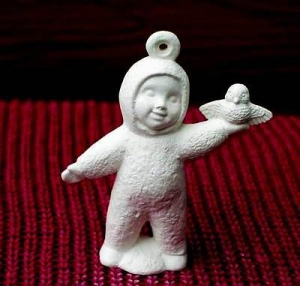 ALBERTAS-Gießform – neu – Schneebabies mit Korb und Vogel im 2er-Set – bis 9 cm hoch - Sonderangebot
