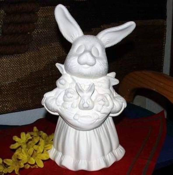 Hasenmama mit Babys – 30 cm hoch - Schrühware