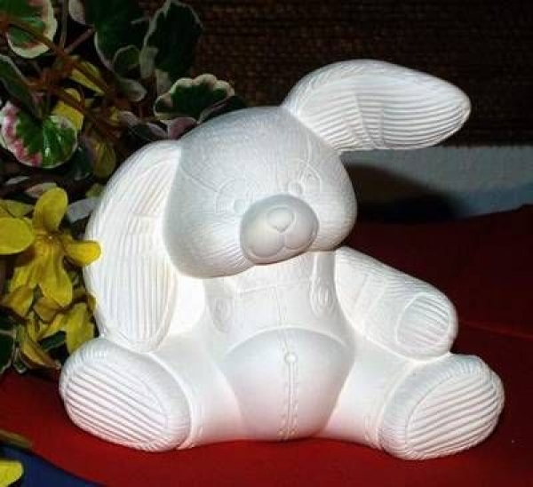 Hase – sitzend - 12,5 cm hoch - Schrühware