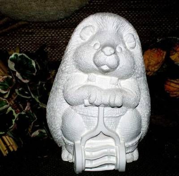 GARE–Gießform – gebraucht – Igelpapa mit Rasenmäher – 20 cm hoch – RARITÄT – Neuwert 95 € - noch schöne Gießform