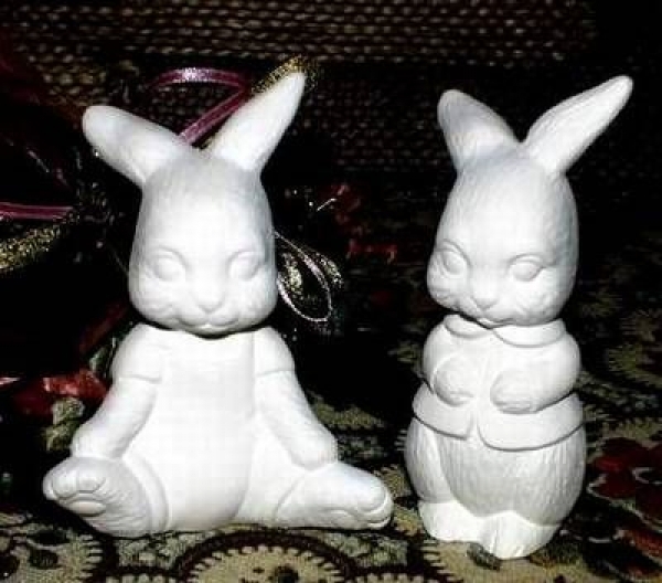 Hasenkinder im 2er-Set – bis 10 cm hoch - Schrühware