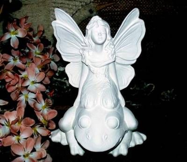 Elfe auf Frosch – 23 cm hoch - Schrühware