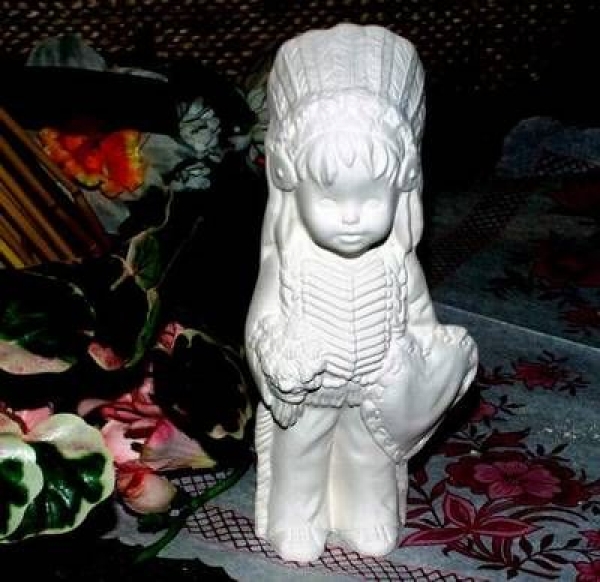 Kalender-Indianerkinder im 2er-Set – Januar und Februar – 11 und 14 cm hoch – Schrühware