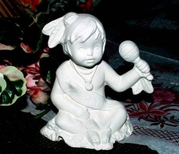 Kalender-Indianerkinder im 2er-Set – Januar und Februar – 11 und 14 cm hoch – Schrühware