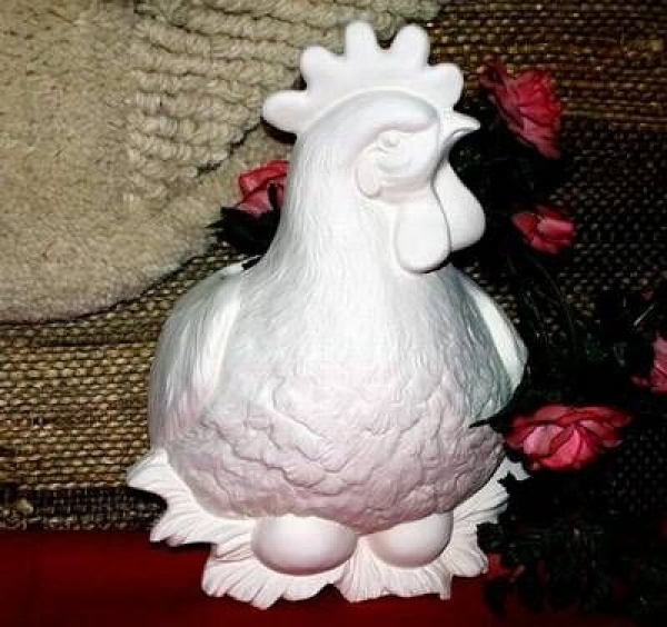 Wandpflanzer - Henne - 28 cm hoch - Schrühware