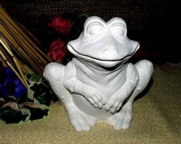 Lustiger Frosch - Arme auf Bauch – 15 cm hoch - Schrühware