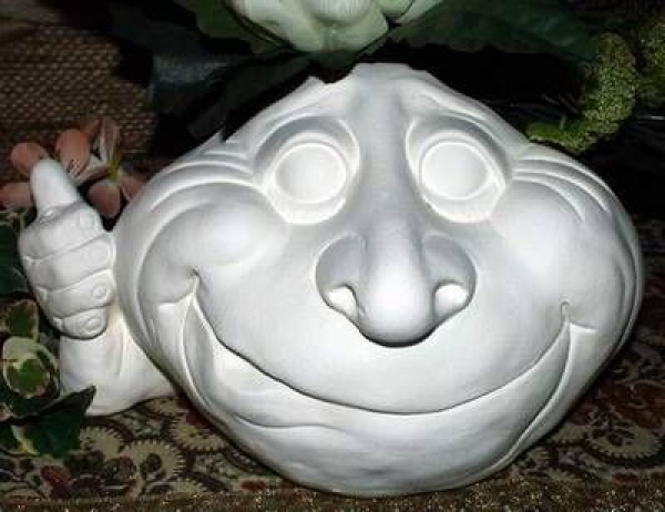 Steingesicht – Daumen hoch – zum Bepflanzen – 25 cm breit – Schrühware
