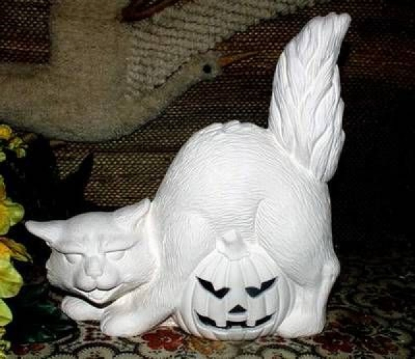 Halloweenkatze zum Beleuchten - auch für die Fensterbank – Schrühware