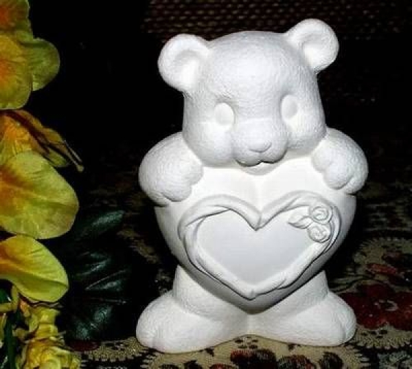 Teddies mit Herz (2) - bis 12,7 cm hoch - Schrühware